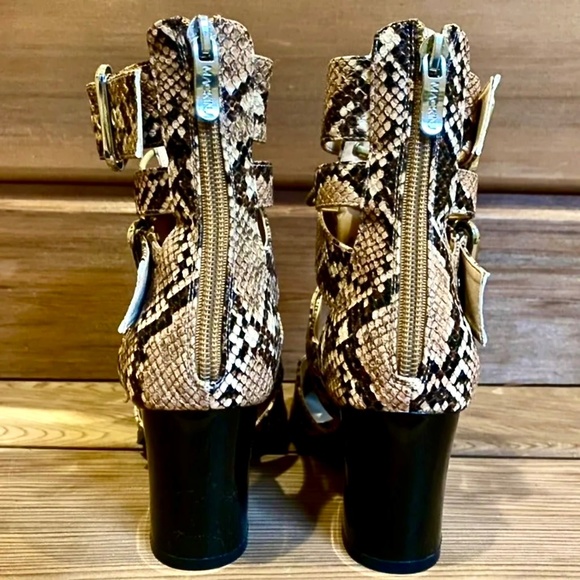 WOMENS BOHO western FAUX PYTHON LACE UP HEELED ANKLE BOOTIES | Size 6 - NWOT - Picture 7 of 12